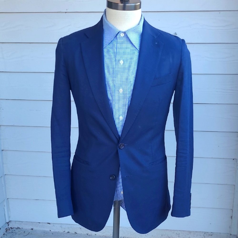 J CREW Ludlow Slim Recent Dark Blue Weave Blend 36 R Slim Mens Sport Coat Blazer